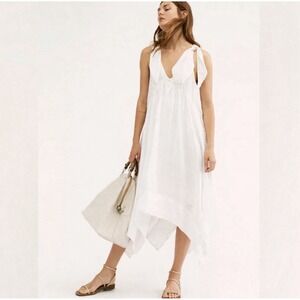 Free People White Tie-Shoulder Midi Dress